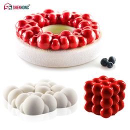 SHENHONG 3PCS/SET 3D Cloud Ball Home Party Mousse Cake Mould For Baking Silicone Mould DIY Cookie Fondant Brownie Homemade Bakery 210225