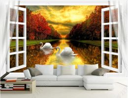 Custom murals wallpapers 3d photo wallpaper Modern scenery outside the window forest lake beautiful mural background wall papers home decoration