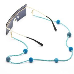 fashion autumn and winter accessories Cute ball beads blue glasses chain hanging neck mask rope lanyard