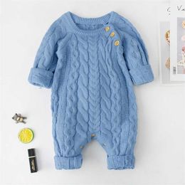 Baby Boys Clothes Children Overalls For Girls Knitted Jumpsuit born Cotton Romper Infant Clothing 0-3 Year 211101