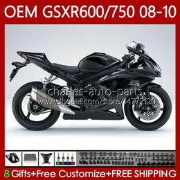 Injection Mold Fairings For SUZUKI GSXR-750 GSXR600 GSXR 600 750 CC K8 Glossy black 2008 2009 2010 88No.122 GSXR750 GSX-R600 GSX-R750 600CC 750CC GSXR-600 08 09 10 Body