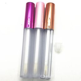 100pcs 10ml Matte Pink Cap Lipgloss Packing Containers Cosmetic Lip Glaze Lip Oil Wand Tubes Makeup Lips Gloss Clear