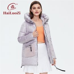 HaiLuoZi Womens Down Jacket Female Winter Women Coat Large Pocket Padded Hooded High Quality Lady Zipper Parkas 6019 211216