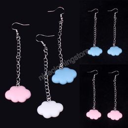 Cute Cloud Shaped Dangle Earrings Fashion Women Girls Resin Cloud Pendant Earrings Party Jewelry Gifts Long Chain Earring