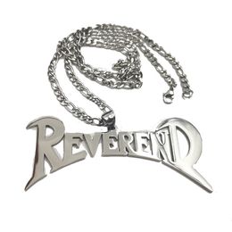 Big Reverend Charms Pendant Stainless Steel ICP Letter Necklace for Mens Boys Silver Come with Chain 24 Inch 4mm