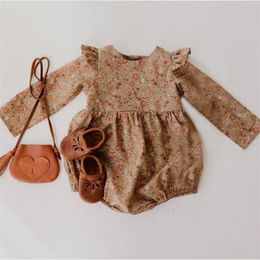 Baby Girl Rompers for 0-24M Long Sleeve Romper Jumpsuits One-piece New Fashion 100% Organic Cotton Newborn Baby Girl Clothes 210317