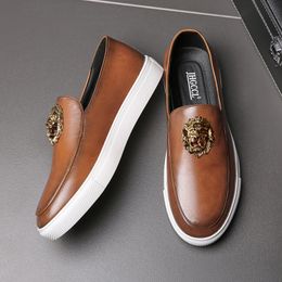 Italy Men Dress Shoes Autumn Leather Loafers Office Shoe For Driving Moccasins Comfortable Slip on Party Fashion Shoes A11