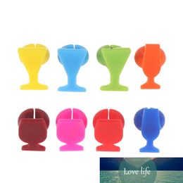 8Pcs Kitchen Silicone Wine Glass Marker Reusable Cup Identifier Glass Shape Drinks Cup Sign For Cocktail Dinner