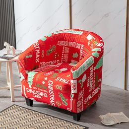 Chair Covers Christmas Club Armchair Slipcover Stretch Tub Cover Small Single Sofa Spandex Bar Counter Couch317D