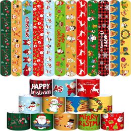 Charm Bracelets 48Pack Christmas Slap Xmas Snap Bracelet Toys Bands Assorted Theme Pattern For Party Favours