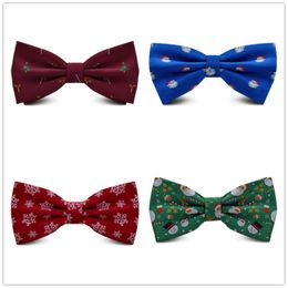 mens red bow tie UK - Bow Ties Ricnais Silk Christmas Bowtie Green Red Print Snowman For Men Festival Party Accessorie Men's