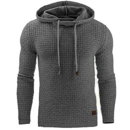 QSuper Men Hooded Sweatshirt Solid Color Plaid Hoodies Male Long Sleeve Hoodie Loose&Slim Casual Sportswear 210813