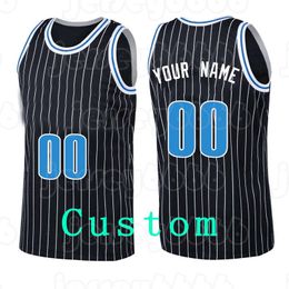 Mens Custom DIY Design personalized round neck team basketball jerseys Men sports uniforms stitching and printing any name and number Size s-xxl Striped black