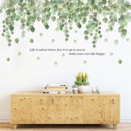 Large Green Vine Wall Stickers for Bedroom Living rooms Sofa TV Background Wall Decor Leaves Plants Wall Decals Home Decoration 210929