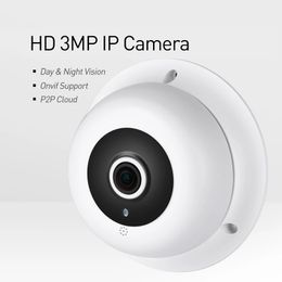 H.265 POE HD 3MP Audio Fisheye IP Camera 1296P 1080P 3 Array LED IR Panoramic Night Vision Security CCTV Video Surveillance Cam