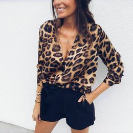 Women's Blouses & Shirts Spring Top Lady Sexy Pattern Cool V Neck Leopard Long Sleeve Loose Shirt Blouse Tops