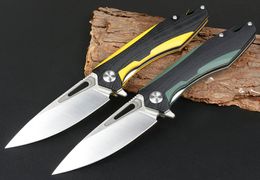 High End Flipper Folding Knife D2 Satin Blade Two-tone G10 + Stainless Steel Handle Ball Bearing Fast Open EDC Pocket Knives