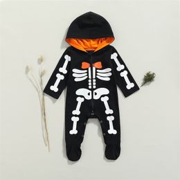Ma&Baby 0-12M My 1st Halloween Costume born Infnat Baby Boy Girl Jumpsuit Long Sleeve Skeleton Print Romper DD40 211101