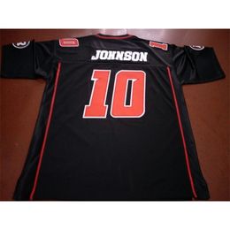 001 Ottawa RedBlacks #10 Kierrie Johnson BLACK real Full embroidery College Jersey Size S-4XL or custom any name or number jersey