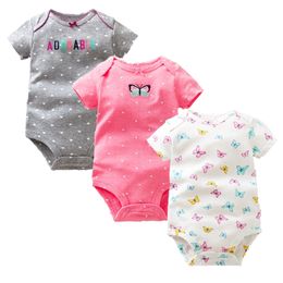 Times' Favourite 3PCS/LOT Baby Boys Girls Summer Clothes New Fashion 100% Cotton Baby Bodysuit Short Sleeve Newborn Baby 210317