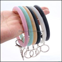 Key Rings Jewelry Round Bracelet Bangle Sile Ring Fashion Glitter Sports Wristband Keychain Hand Chain Car Keyrings Holder Bag Drop Delivery