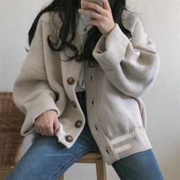 Women Knitted Cardigans Sweater Winter Solid Basic Elegant Tops Oversized Autumn Female Warm Casual Outerwear Jersey Mujer 211007