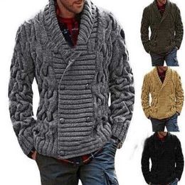 Men's Cardigan Knitted Sweater Turtleneck Regular Sweater Lapel Men Winter Brand Men's Extra Wool Cardigan Y0907