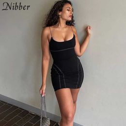 Nibber Summer Solid Color Slim Dress Women Sexy Sleeveless Patchwork Clothing Casual Streetwear Feminine Mini Dress 2021 Y0726