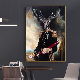 Abstract Deer Poster Canvas Painting Jazz Wall Art Pictures For Living Room Decoration Modern Home Decor Noble Animal Cuadros