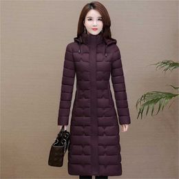 Women Slim Long Jacket Thick Winter Parka Office Laides Hooded Warm Padded Coat Femme Outwear Mujer Chaqueta De Invierno 211216