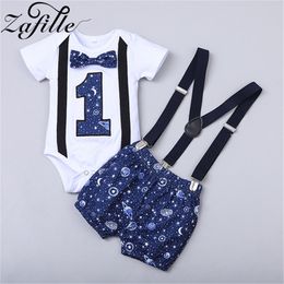 ZAFILLE 2021 Summer Clothes Set With Bow Tie +Overalls Newborn Baby Boy Outfits Costume For Babies 210309