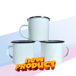 12oz sublimation enamel mug blanks wine tumbler coffee cup with handle DIY printing