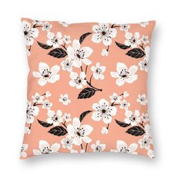 two cherries UK - Cushion Decorative Pillow Sakura Cherry Tree Flower Blooms Cushion Cover Two Side 3D Printing Floral Throw Case For Car Cool Pillowcase Home