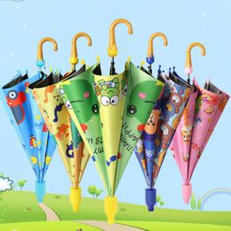 Kids Umbrellas Animals Print Polyester Sunny Rainy Umbrella Hanging Long-handle Straight Umbrella Child Rain Gear ZYC39