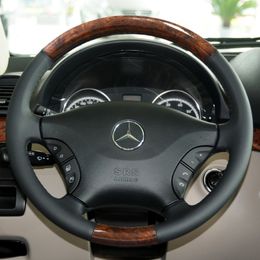 Suitable for Mercedes Benz V-Class 260 Weiting Viano Peach Wood Grain Hand Sewn Leather Steering Wheel Handle Cover