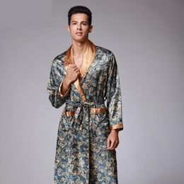 2022 узор шелкового халата
 Мужские спящие одежды мужской мужской роскошный патрон Paile Pattern Hatrombe Kimono халаты V-образным вырезом Искусственная шелка ночная одежда атласная ванна халат