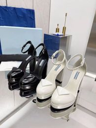 -Classic Hentian High Dress Sapatos Saltos Muller11cm Vestido Mulheres Shoelaces Moda Princeton Chinelos Preto e Branco Tamanhos Casuais 35-41