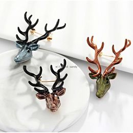 Christmas Reindeer Brooches Animal Elk Brooch pins Dress Suit Scarf Buckle Corsage for Women Men Fashion Jewellery Will and Sandy Gift