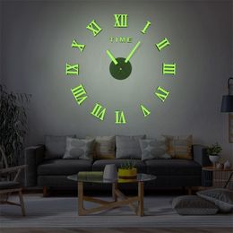DICOR Frameless DIY Clock, 3D Mirror Clock Large Mute Wall Stickers for Living Room Bedroom Home Decorations Brand New 210310