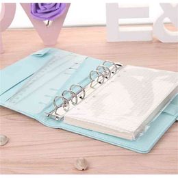 Cute A5/a6 Leather Loose Leaf Refill Notebook Cover Spiral Binder Macaron Color Kawaii Stationary Planner Book Replacement 210611