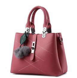 HBP Embroidery Messenger Bags Women Leather Handbags for Woman Sac a Main Ladies hair ball HandBag Tote RoseRed GreySkyBlue 111111