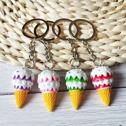 10Pieces/Lot Simulation Food Resin Ice Cream Keychain Ice Cream Pendant Creative Small Gift Ornament Accessories