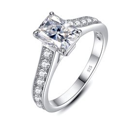Retângulo esmeralda cortado moissanite mulher anel 2ct 6 * 8mm d cor vvs1 diamante testing passe certificado sólido 925 prata jóias tendência