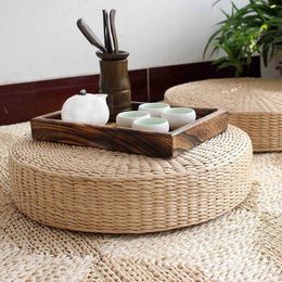 Floor Pillow Eco-Friendly Round Straw Cushion Hand Woven Tatami Floor Mat Yoga Tea Ceremony Meditation Pad Y200723261Z