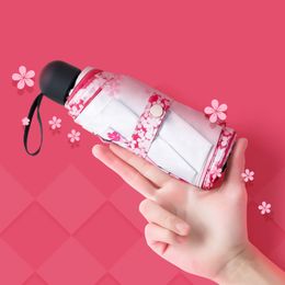 Cherry Blossom Sun Umbrella Women's Sakura Ultra-Light Sun Mini Sun Protection Uv +50