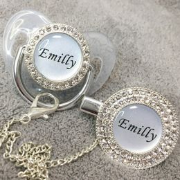MIYOCAR custom any glitter name photo clear bling pacifier and pacifier clip silver BPA free dummy bling glitter design P1-1-BG 210226