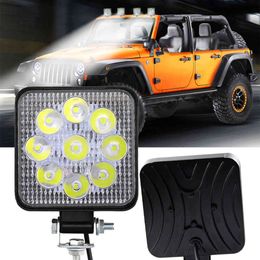 27W 9LED Work Light Mini Square Bright Headlights Spotlight For Auto Motorcycle Truck Boat Tractor Trailer Offroad Flood Bea Car