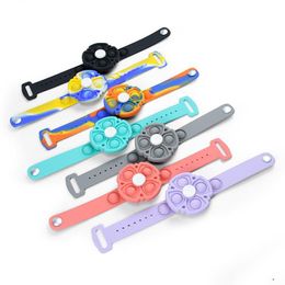 UPS New Push Bubble Bracelet Simple dimple Fidget It Spinner Toys Silicone Wristband Hand Fidget Sensory Unzip Bracelets Antistress Wholesale