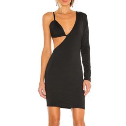 Ocstrade Black Bandage Dress Arrival Cut Out Sexy Bodycon Summer Women One Sleeved Night Club Party 210527