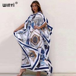 Printed Dresses For Women 2021 Fashion Design Loose Dress Batwing Maxi Long Femme Vestidos Summer Autumn Party Elegant Dress X0521